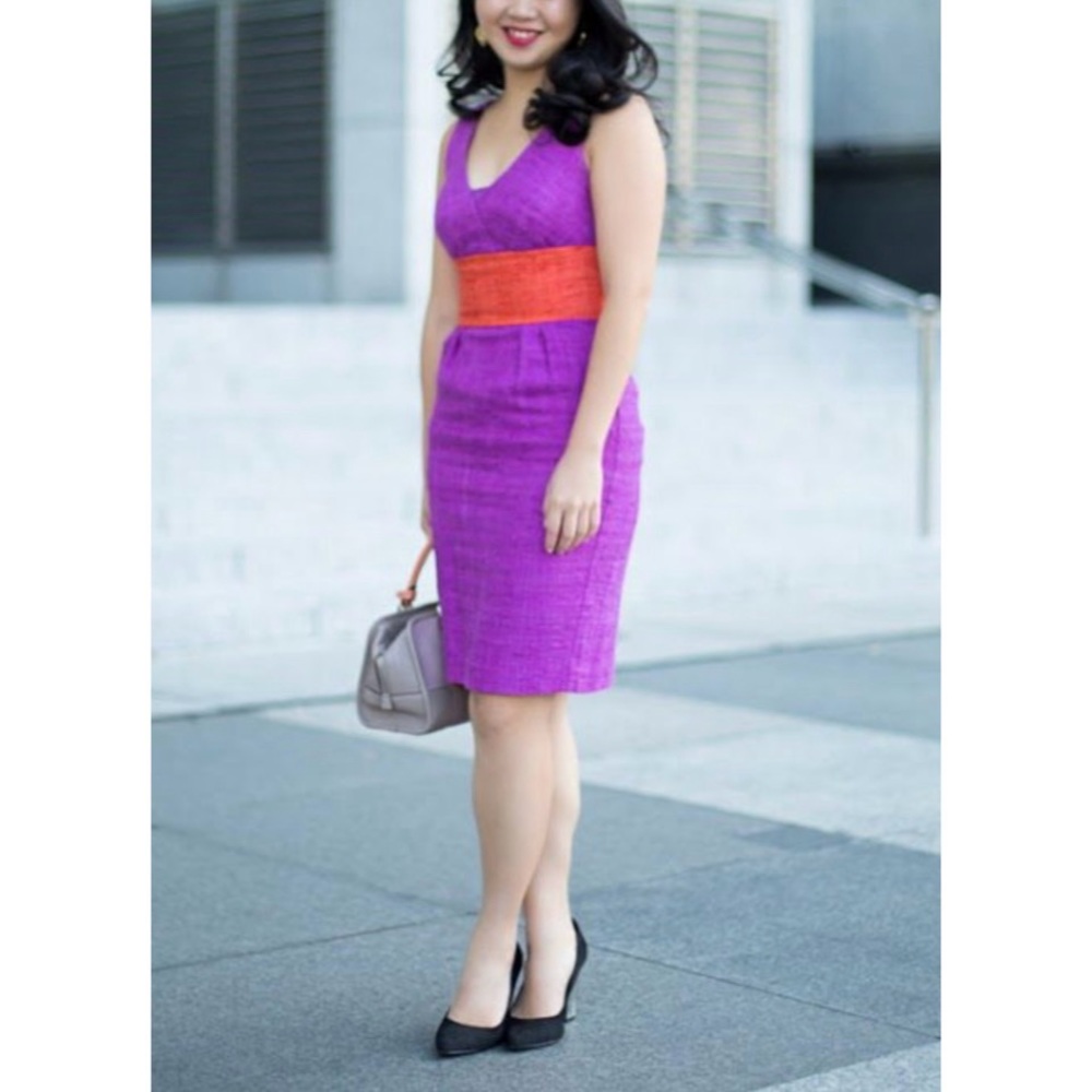 Trina Turk Cayli Sheath Dress 100% Silk Tweed, Size 4